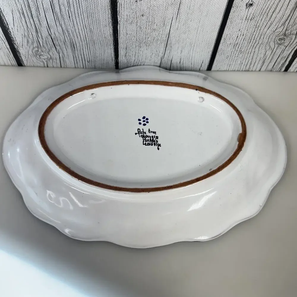 Talavera Ceramic Oval Bowl 9.25” x 6.5” Wall Hanging Signed Art Home Decor